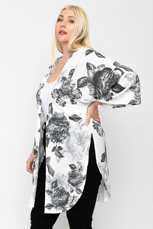 Floral Print, Long Body Cardigan - Absolute Fashion 2020