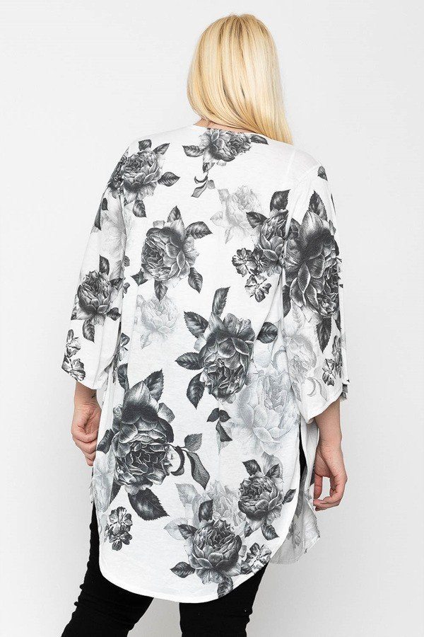 Floral Print, Long Body Cardigan - Absolute Fashion 2020