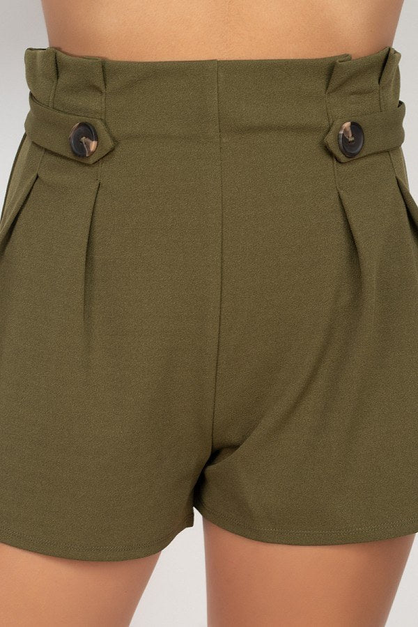 Button Tab High Rise Paperbag Shorts - Absolute Fashion 2020