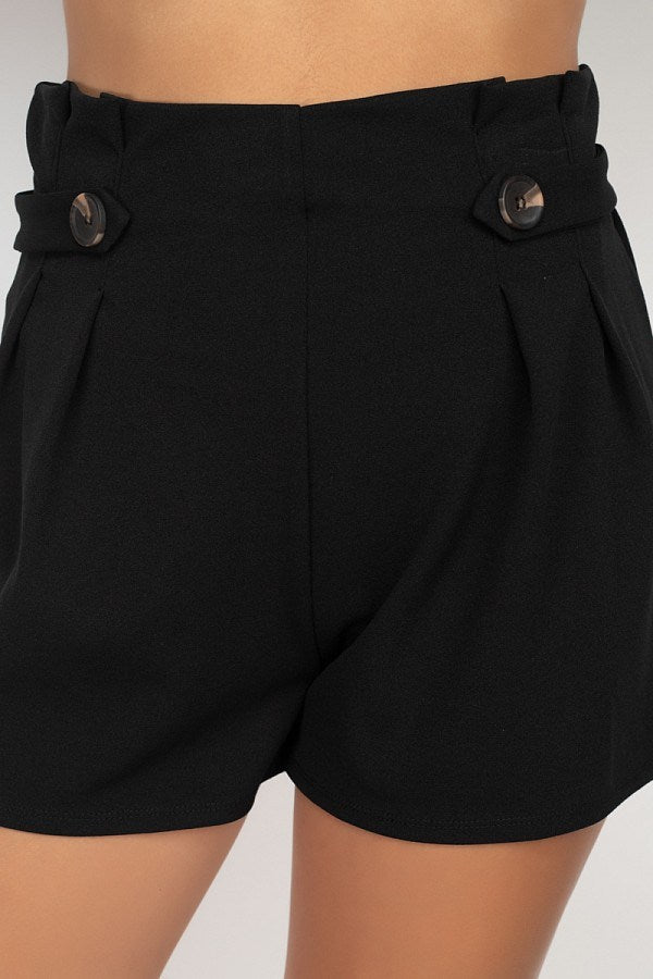 Button Tab High Rise Paperbag Shorts - Absolute Fashion 2020