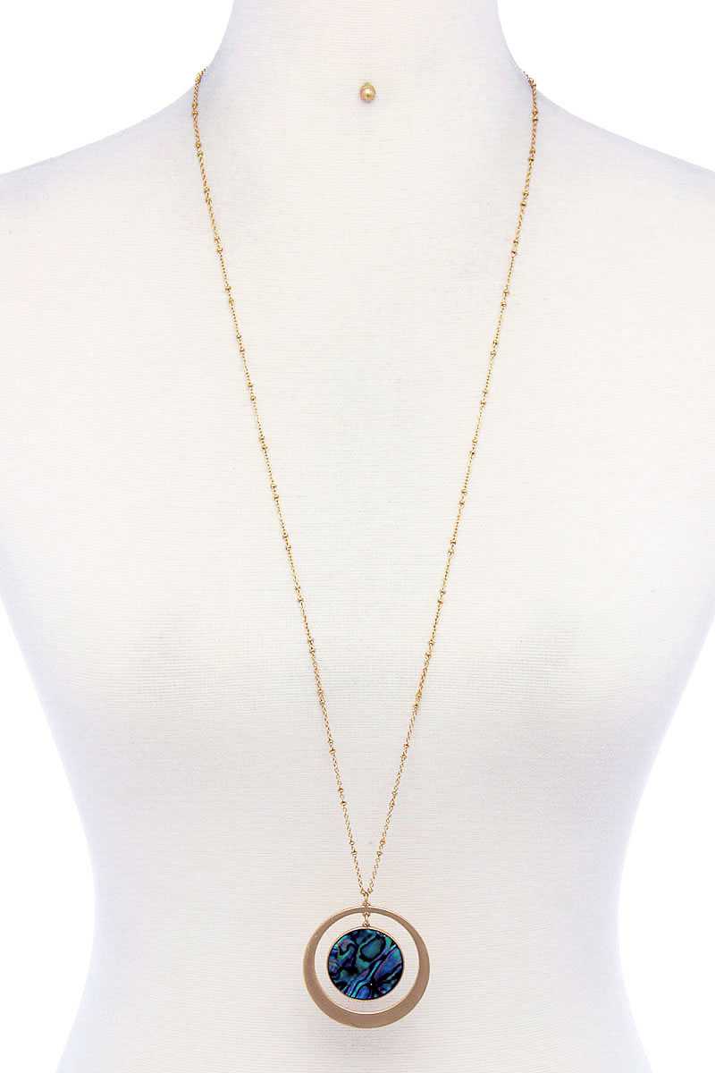 Aligned Double Circle Pendant Necklace And Earring Set - Absolute Fashion 2020