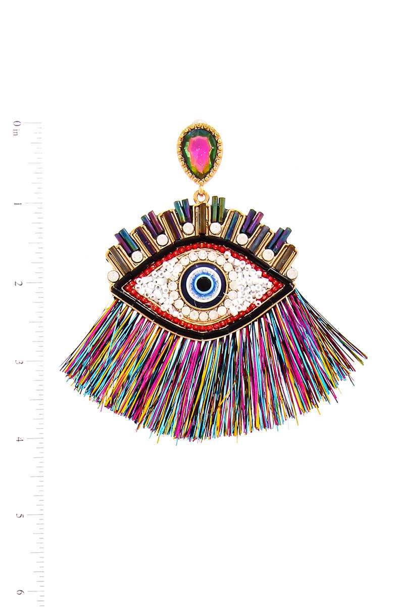 Hot Trendy Eye And Fan Tassel Drop Earring - Absolute Fashion 2020