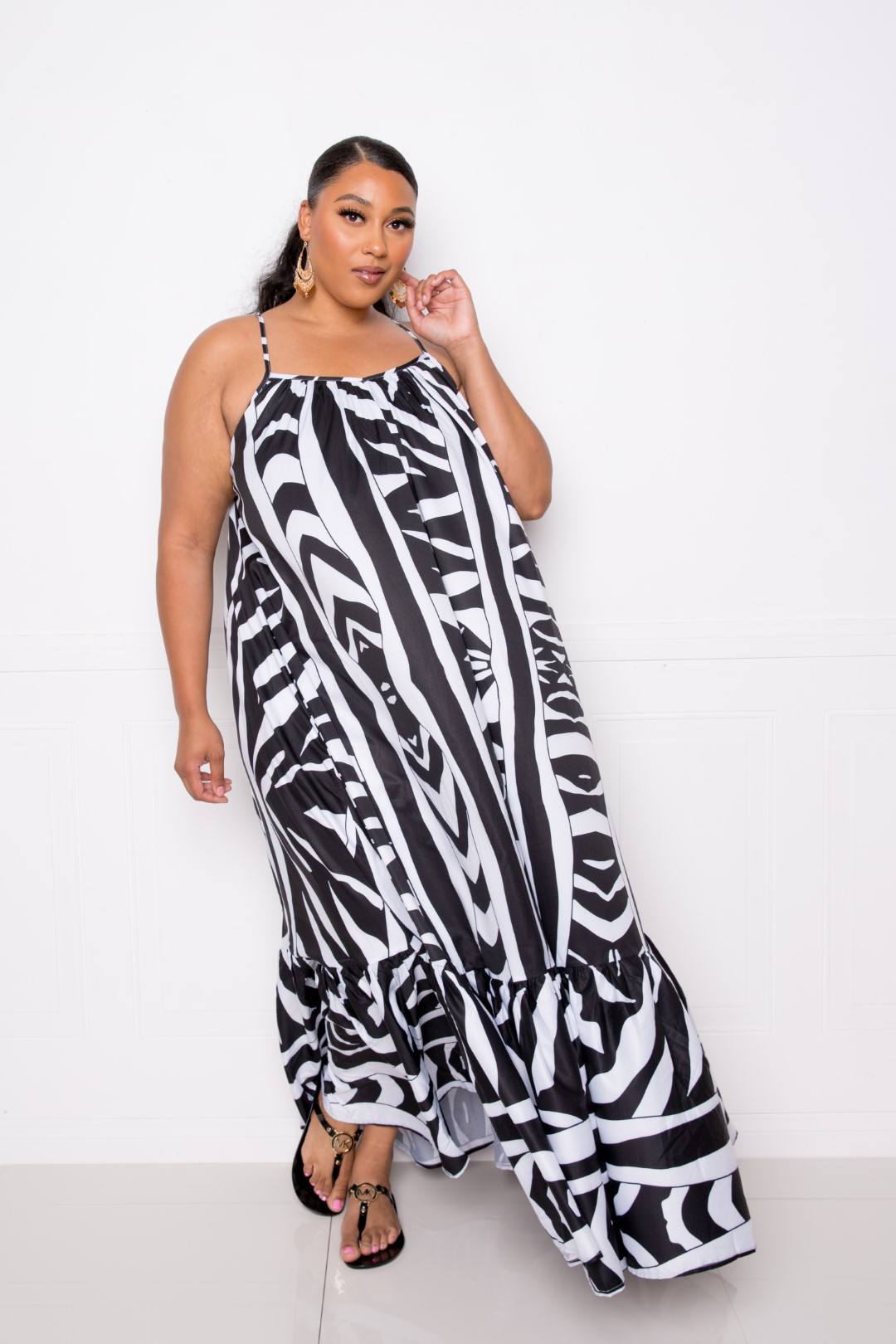 Printed Voluminous Maxi Dress - Absolute Fashion 2020