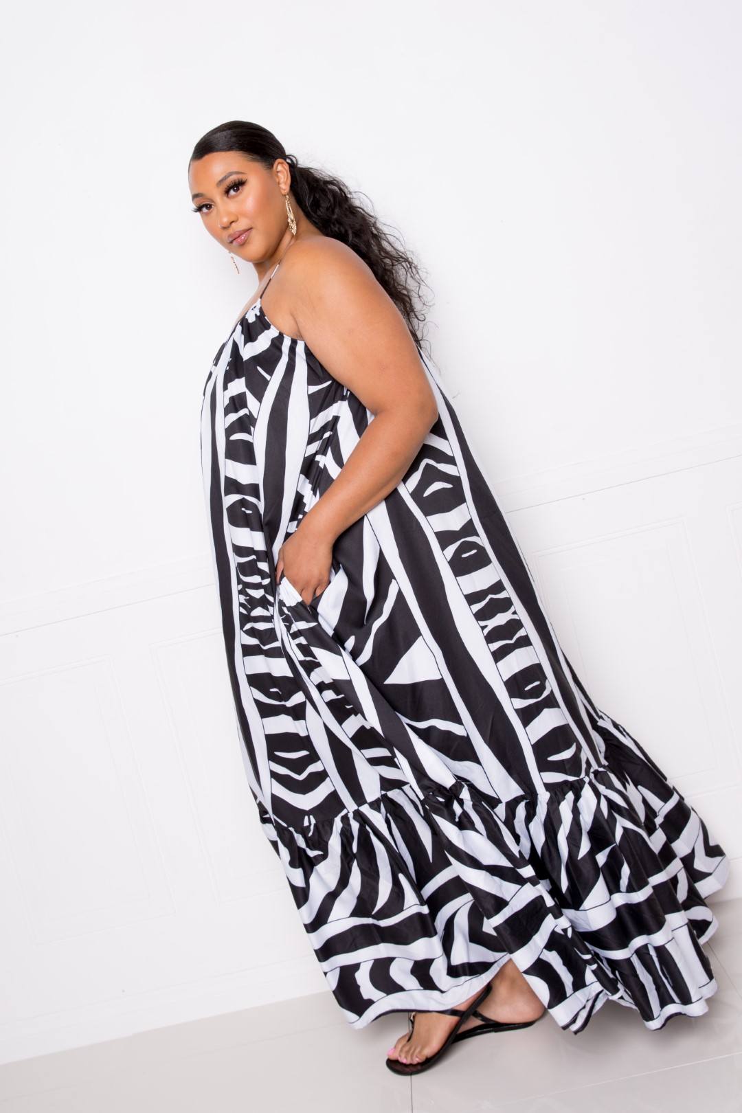 Printed Voluminous Maxi Dress - Absolute Fashion 2020