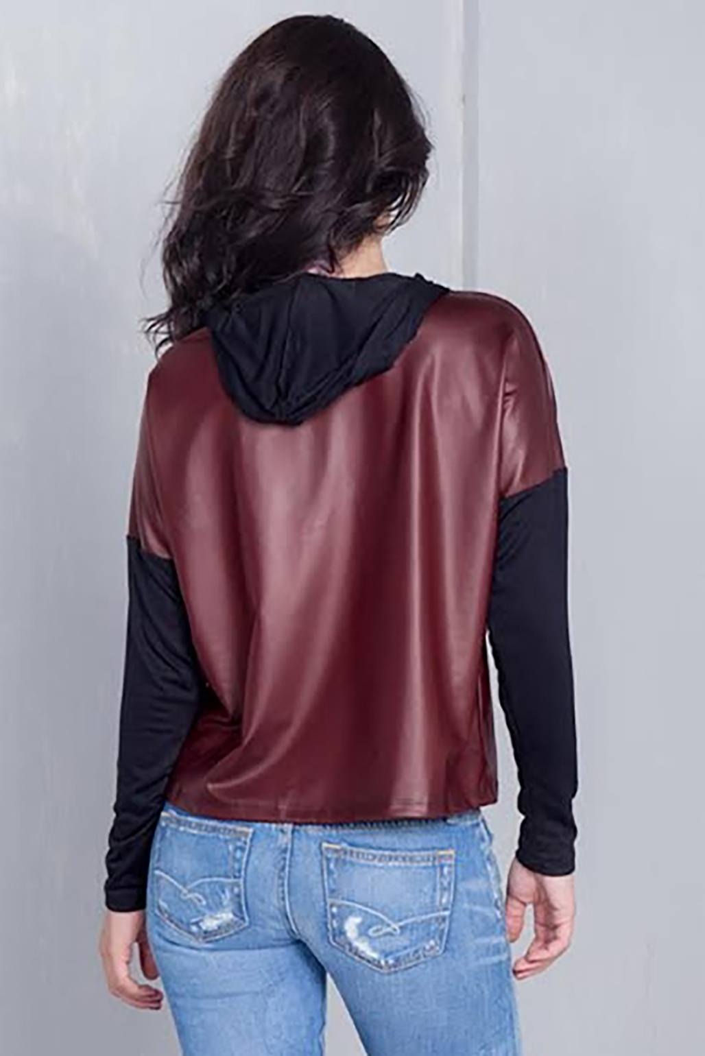 Burgundy And Black "jadore" Silver Graphic Hoodie Top - Absolute Fashion 2020