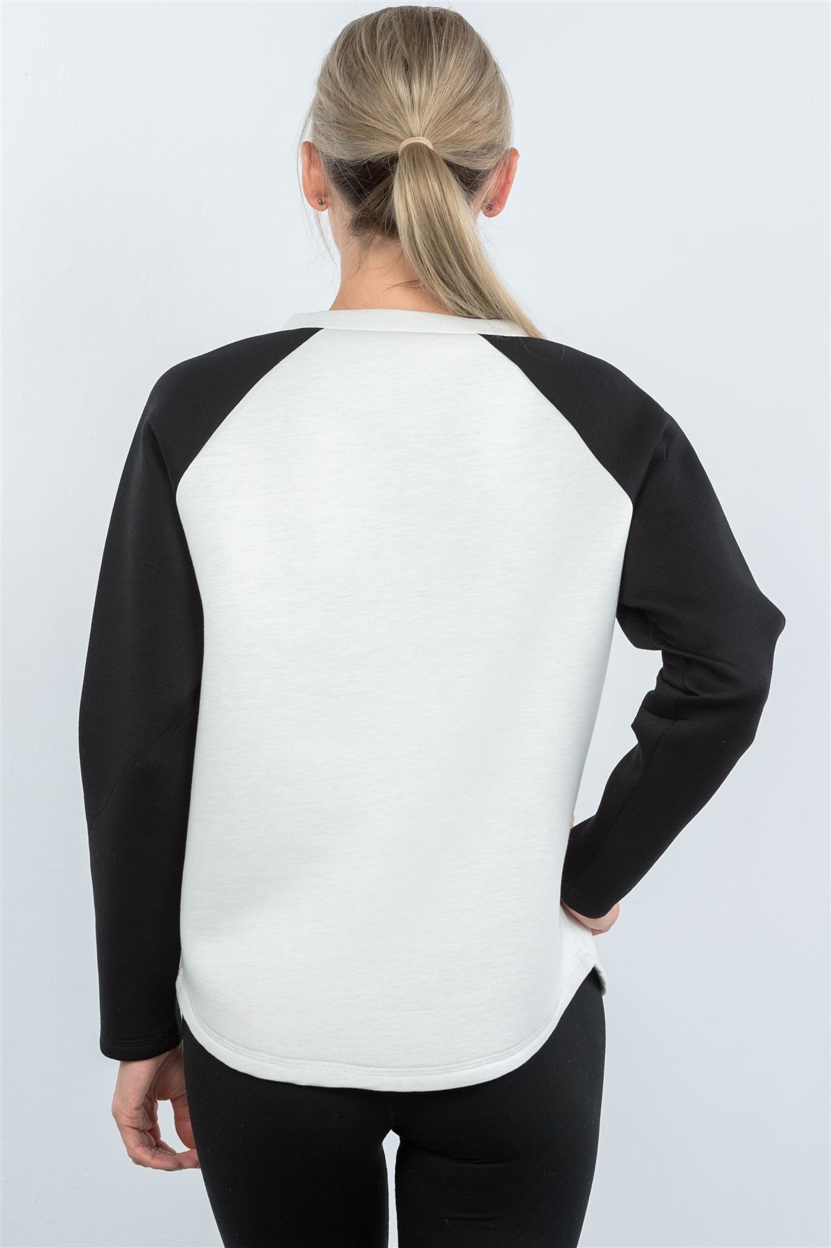 Contrast Sleeve Curved Hem Sweater - Absolute Fashion 2020