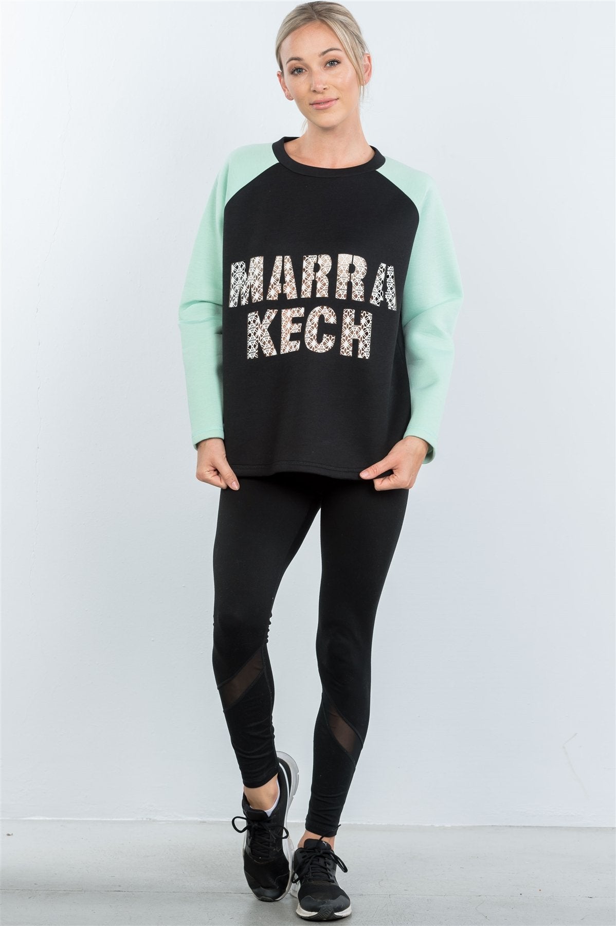 Contrast Sleeve Curved Hem Sweater - Absolute Fashion 2020