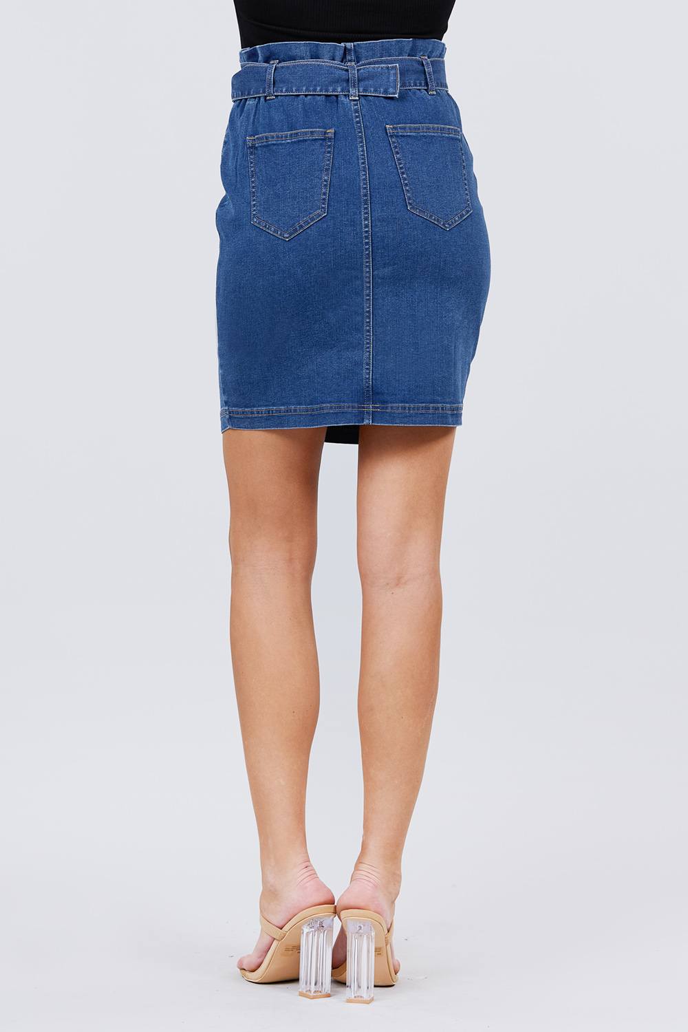 Elasticized Waist With Belt Side Pocket Denim Skirts - Absolute Fashion 2020