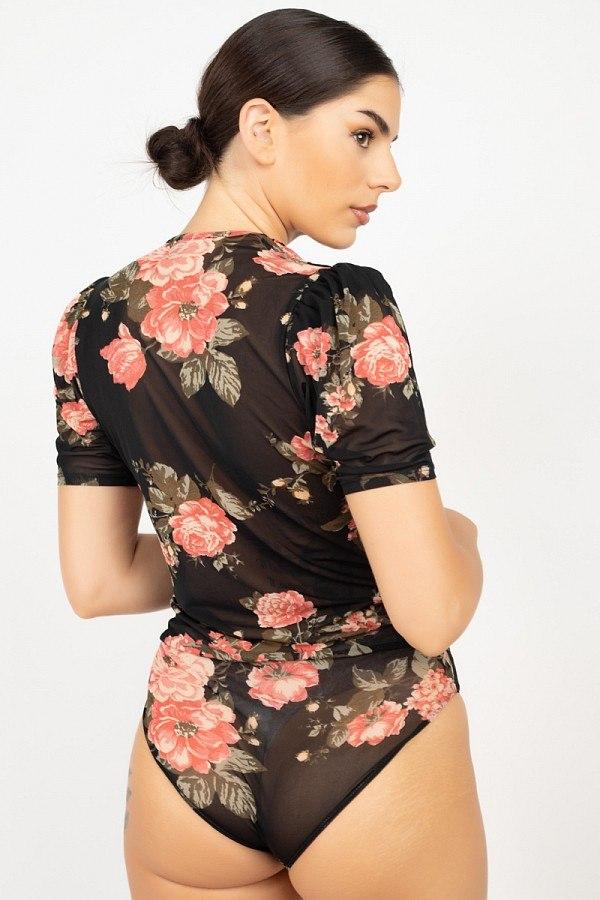 Short Sleeve Floral Bodysuit - Absolute Fashion 2020