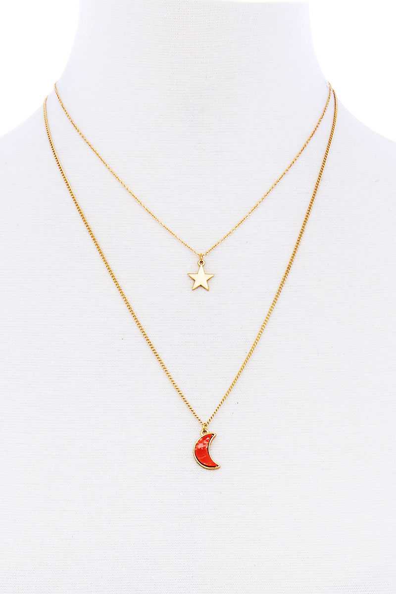Stylish Double Layer Chain Star And Moon Pendant Necklace - Absolute Fashion 2020