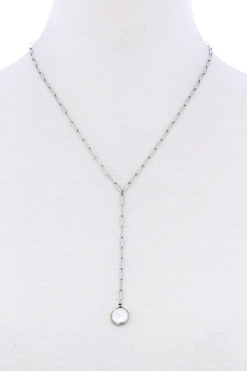 Stylish Fresh Water Pearl Drop Clip Chain Y Necklace - Absolute Fashion 2020