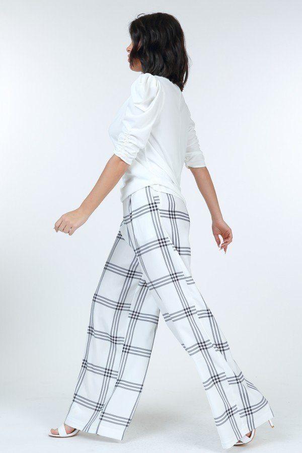 High Waist Plaid Print Wide Leg Pants - Absolute Fashion 2020