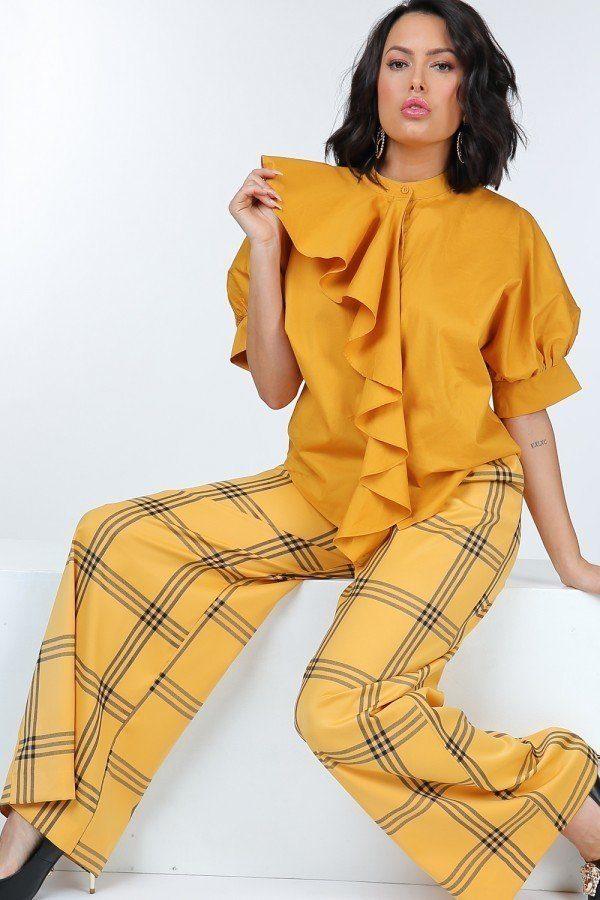 High Waist Plaid Print Wide Leg Pants - Absolute Fashion 2020