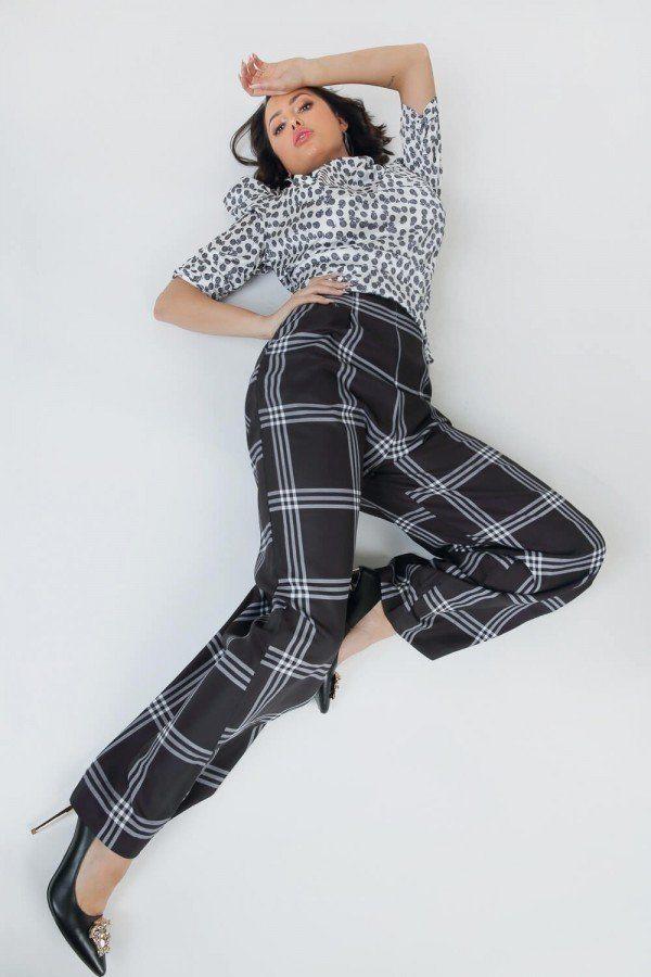 High Waist Plaid Print Wide Leg Pants - Absolute Fashion 2020