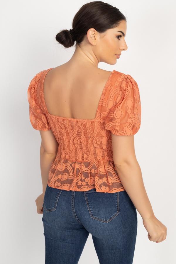 Sheer Lace Sweetheart Flounce Top - Absolute Fashion 2020