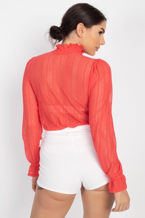 Ruffle Mock Neck Lace Top - Absolute Fashion 2020