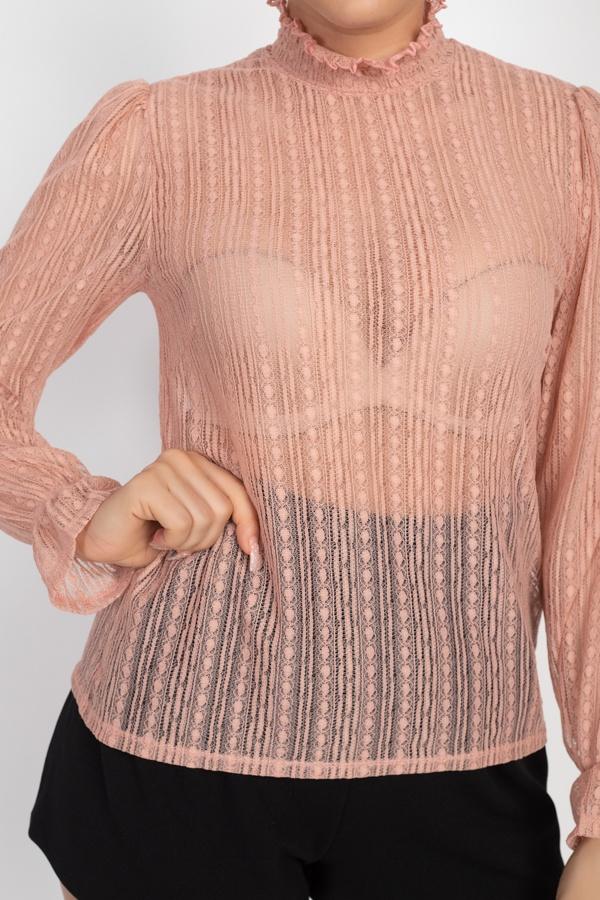 Ruffle Mock Neck Lace Top - Absolute Fashion 2020