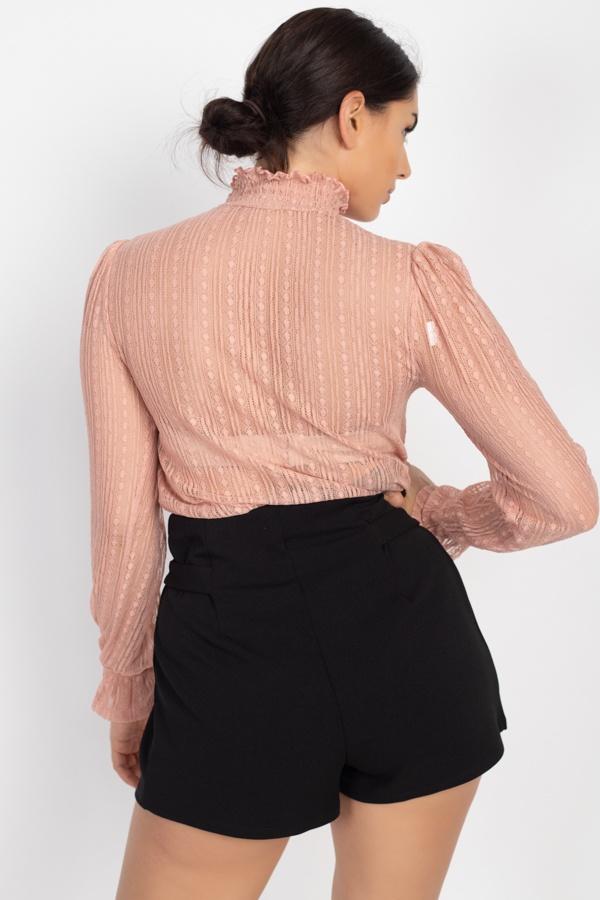Ruffle Mock Neck Lace Top - Absolute Fashion 2020