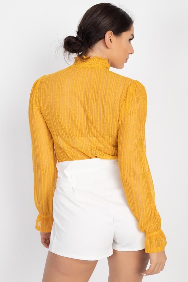 Ruffle Mock Neck Lace Top - Absolute Fashion 2020