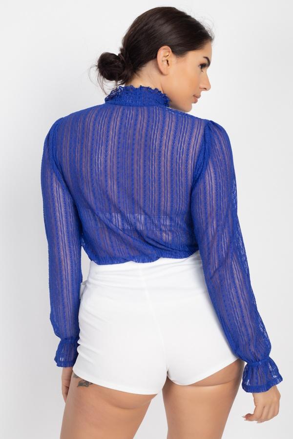 Ruffle Mock Neck Lace Top - Absolute Fashion 2020