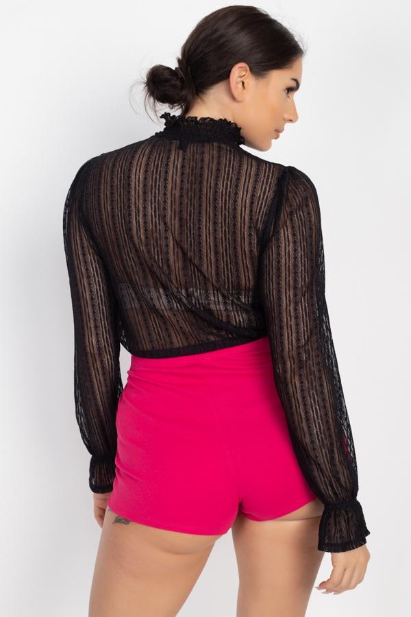Ruffle Mock Neck Lace Top - Absolute Fashion 2020