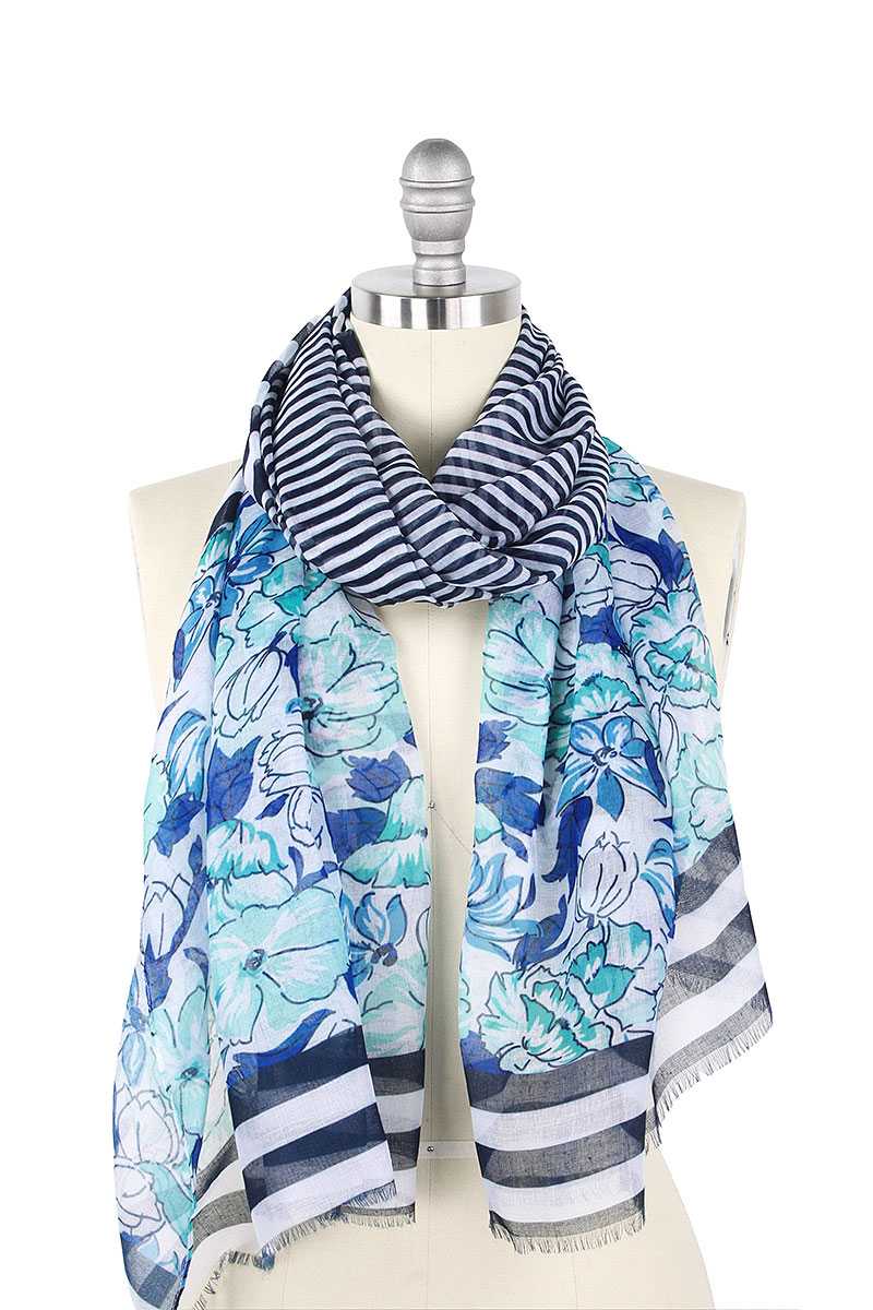 Flower Stripe Print Scarf - Absolute Fashion 2020