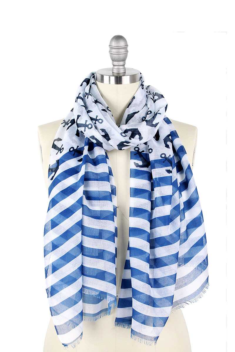 Fashion Anchor And Stripe Print Scarf - Absolute Fashion 2020