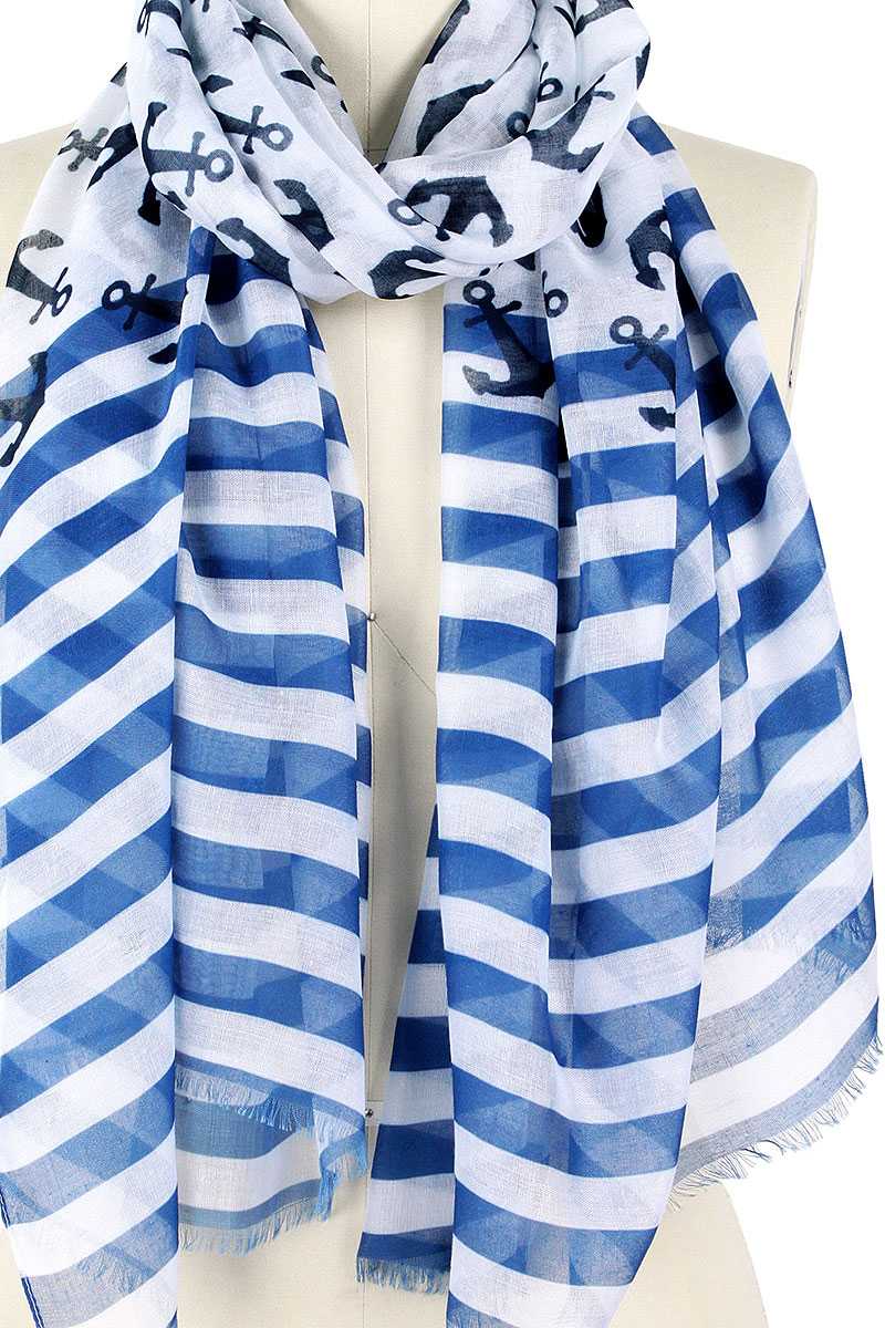 Fashion Anchor And Stripe Print Scarf - Absolute Fashion 2020