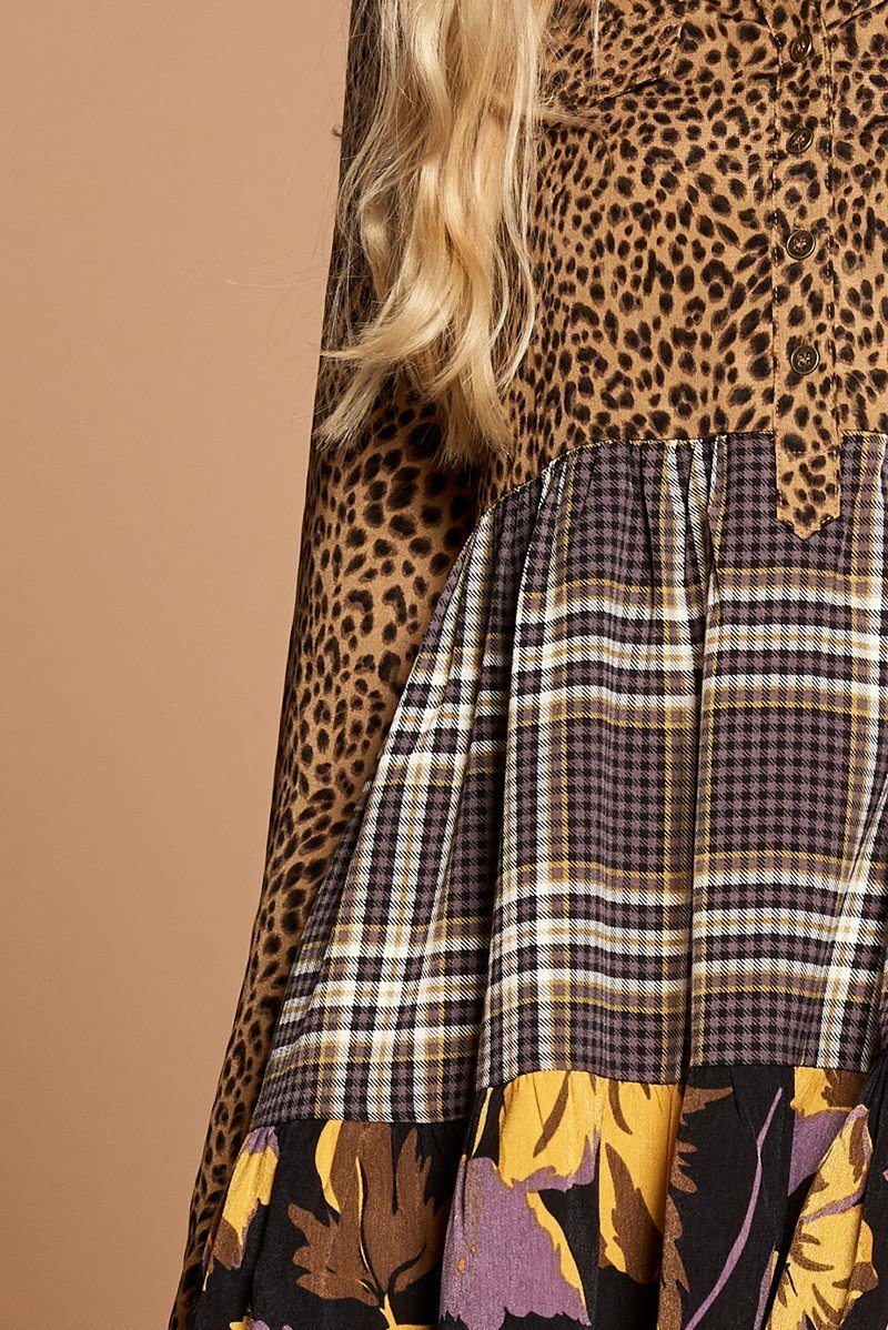 Cheetah Print Button-down Collard Shirt Dress - Absolute Fashion 2020