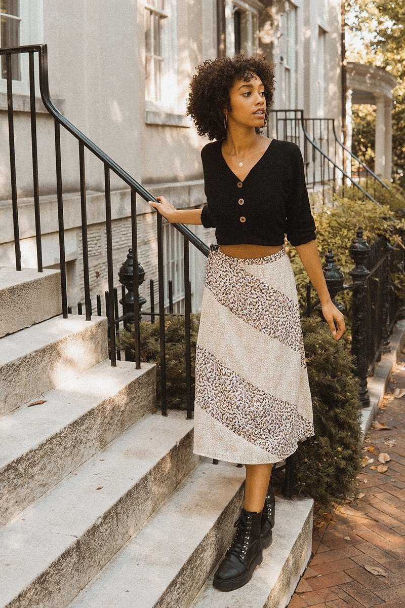 A Floral-print Woven Midi Skirt - Absolute Fashion 2020