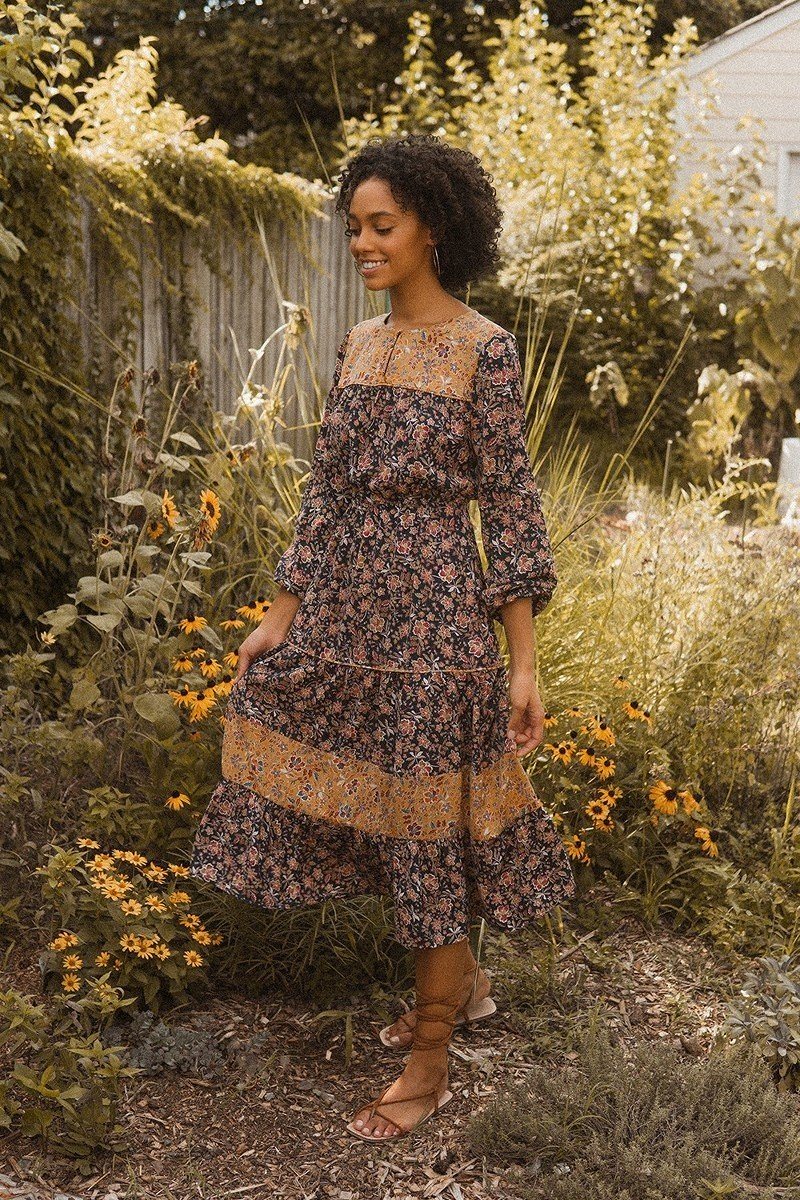A Floral-print Woven Midi Dress - Absolute Fashion 2020