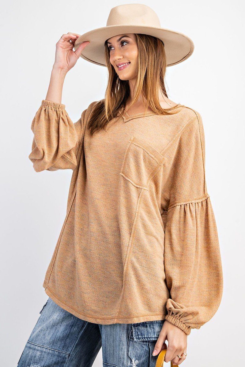 Bubble Slvs Multi Tone Light Hacci Sweater Top - Absolute Fashion 2020