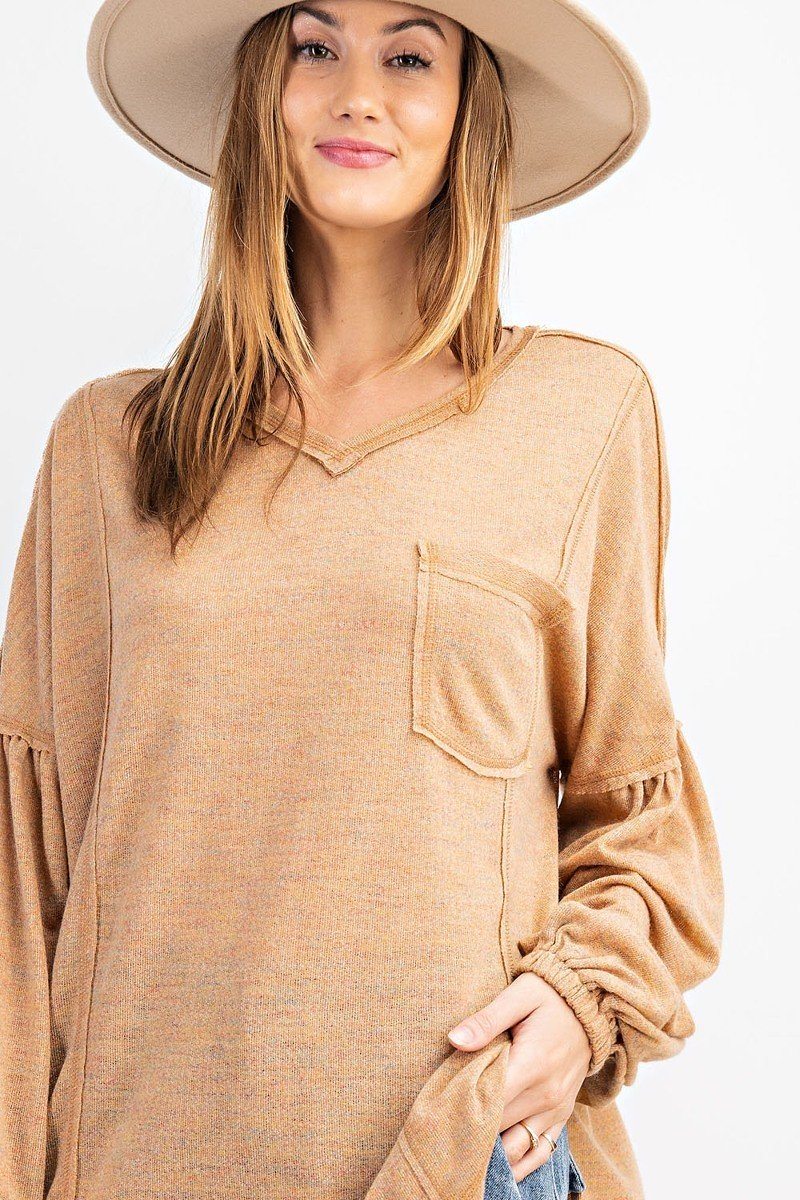 Bubble Slvs Multi Tone Light Hacci Sweater Top - Absolute Fashion 2020