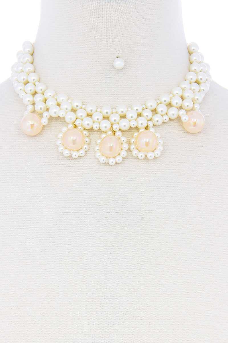 Chunky Rose Pearl Deco Choker Necklace - Absolute Fashion 2020