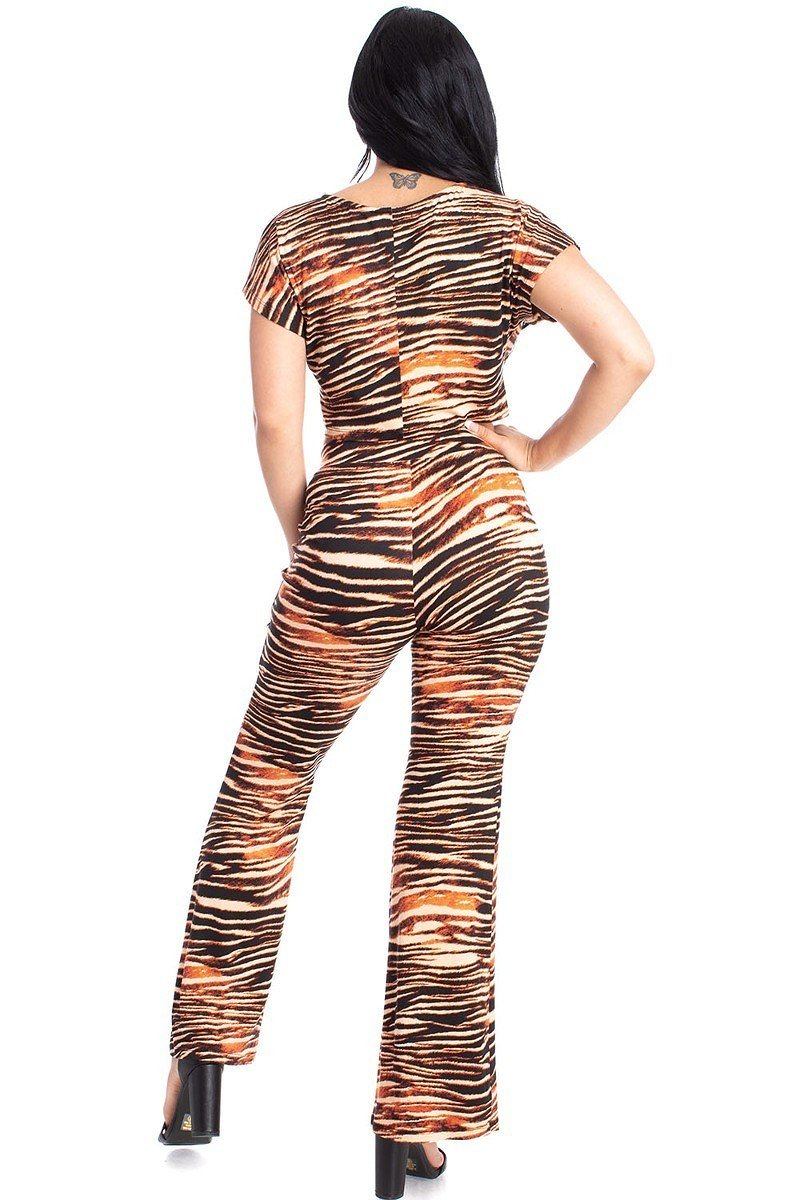 Zebra Print Crop Top And Palazzo Pants Set - Absolute Fashion 2020