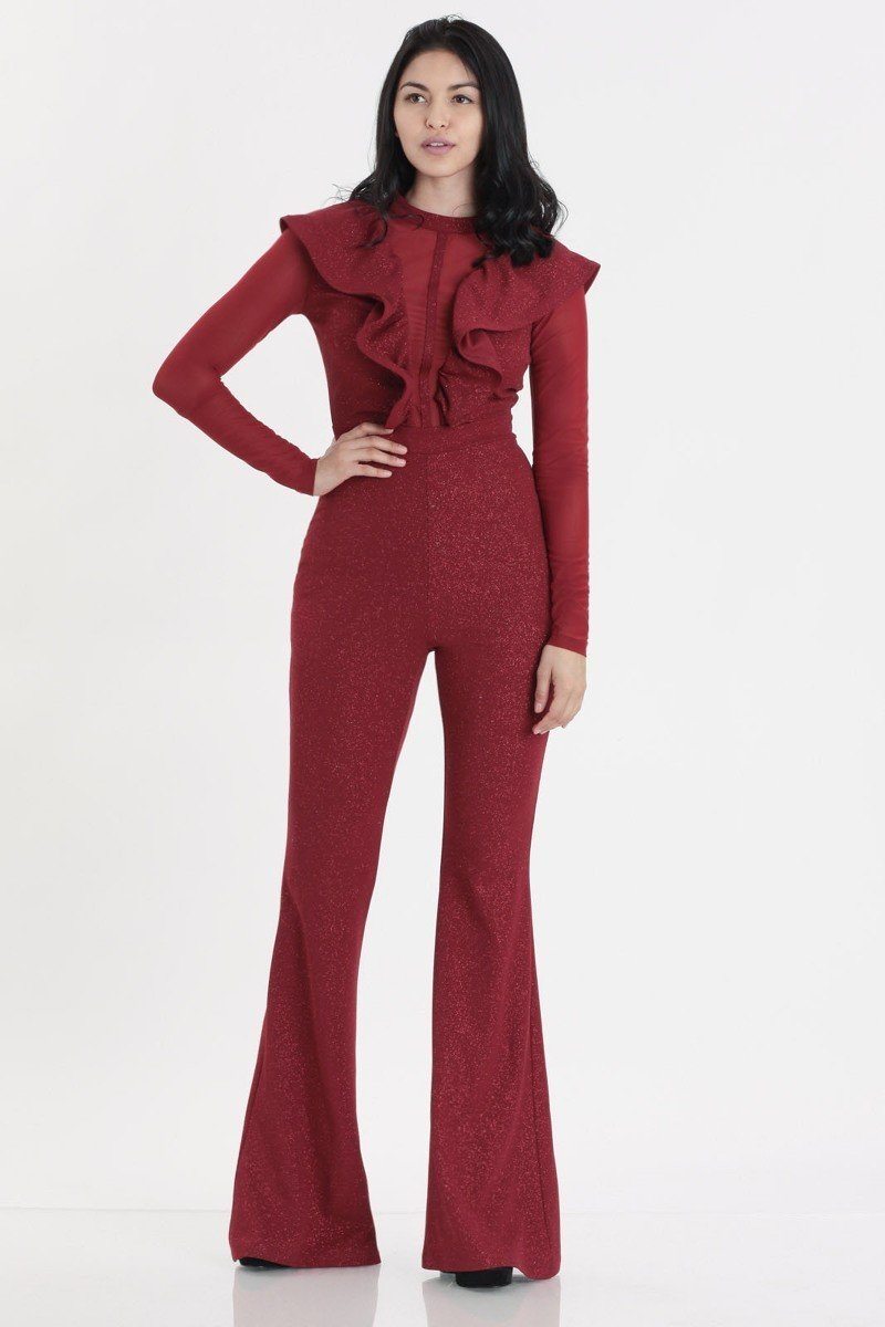 Glittered Stretch Crepe Solid Jumpsuits - Absolute Fashion 2020