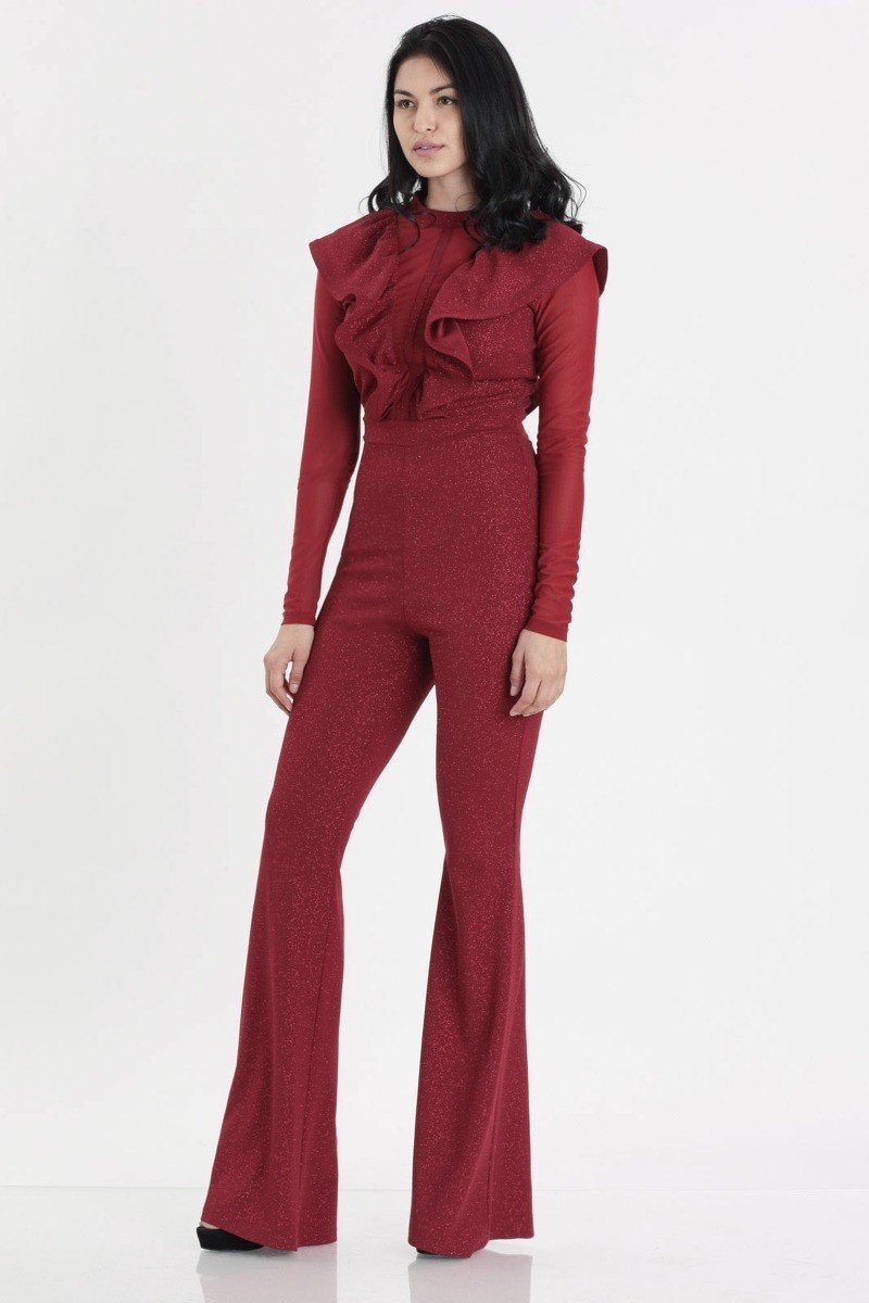 Glittered Stretch Crepe Solid Jumpsuits - Absolute Fashion 2020