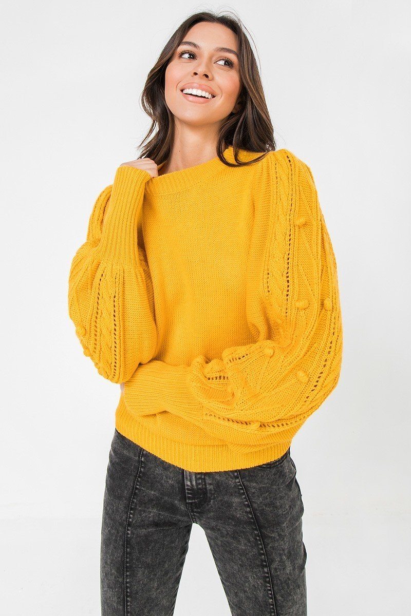 A Sweater Featuring Round Neckline, Puff Sleeves With Wide Cuffs - Absolute Fashion 2020