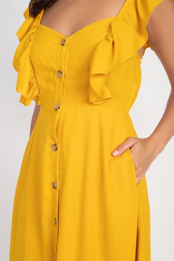 Button Front Ruffle Midi Dress - Absolute Fashion 2020
