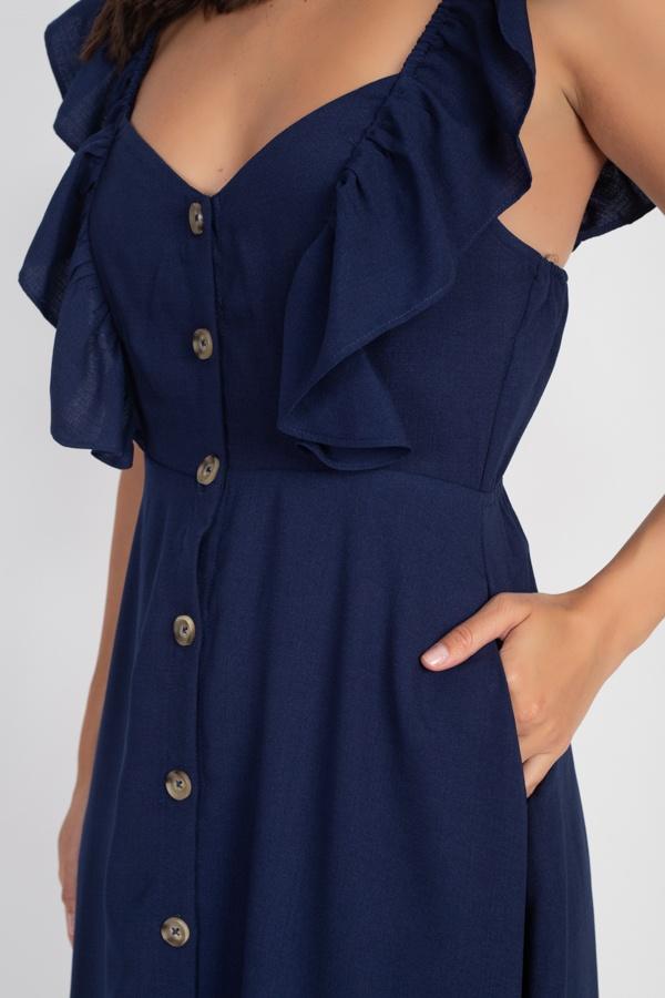 Button Front Ruffle Midi Dress - Absolute Fashion 2020
