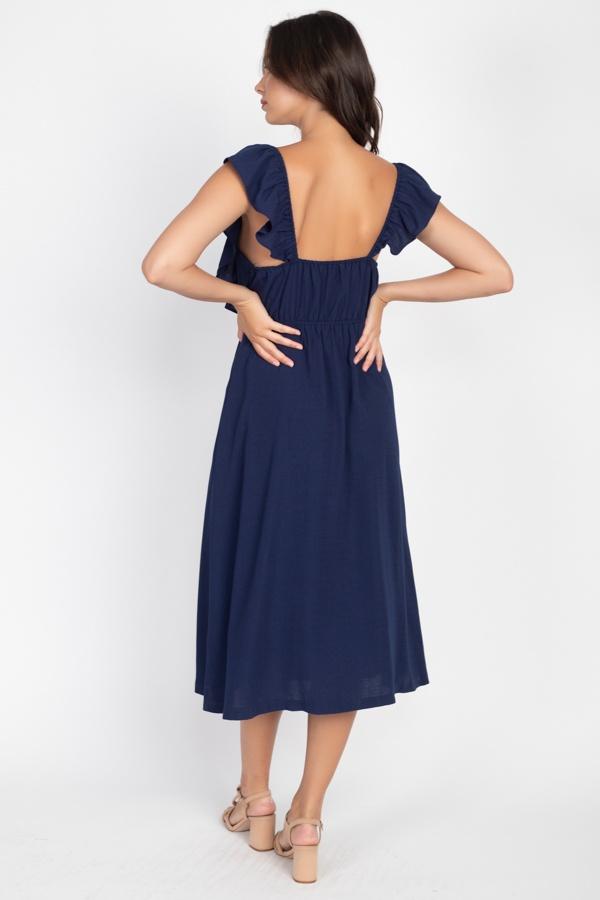 Button Front Ruffle Midi Dress - Absolute Fashion 2020