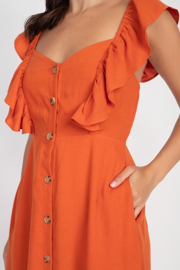 Button Front Ruffle Midi Dress - Absolute Fashion 2020