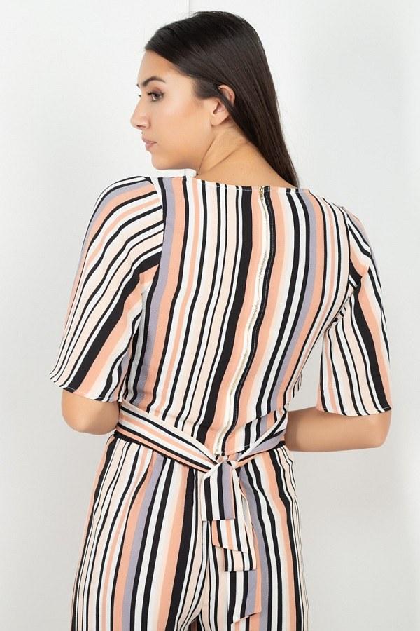 Stripped Scoop Neck Top Wide Leg Pants Set - Absolute Fashion 2020