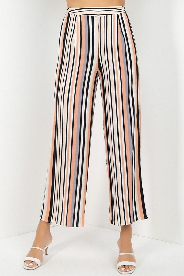 Stripped Scoop Neck Top Wide Leg Pants Set - Absolute Fashion 2020