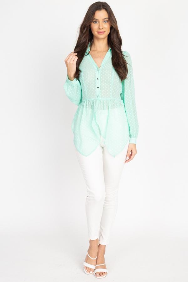Flounce Hem Polka Dot Blouse - Absolute Fashion 2020