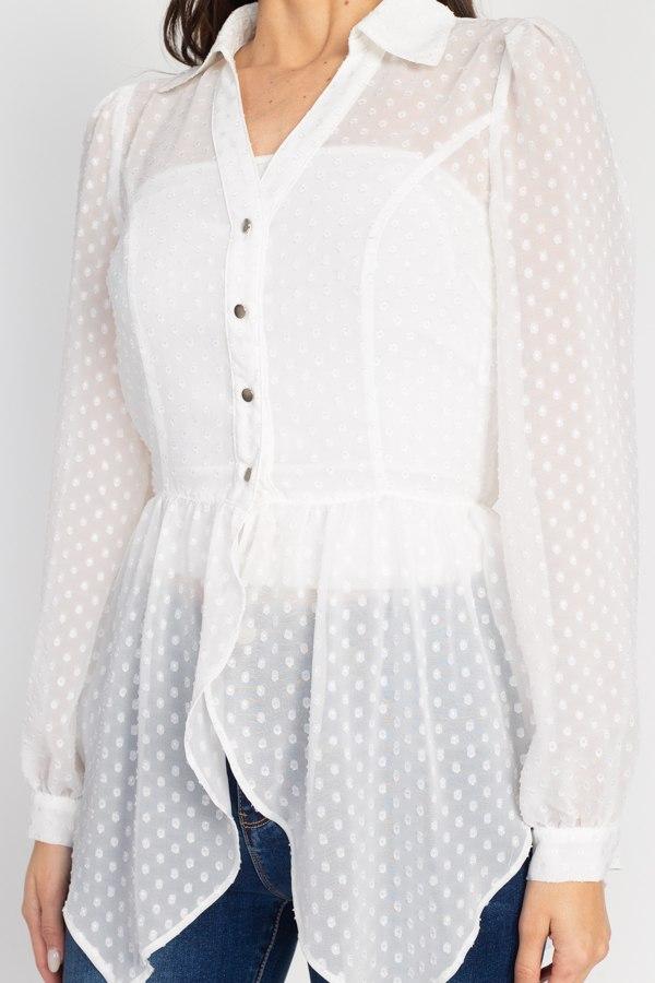 Flounce Hem Polka Dot Blouse - Absolute Fashion 2020