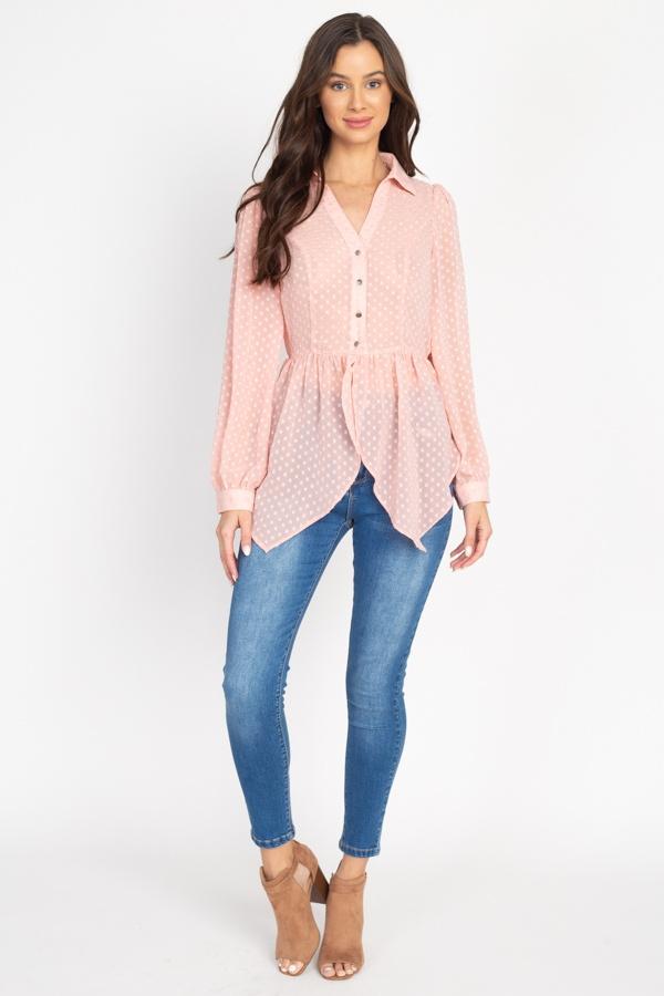 Flounce Hem Polka Dot Blouse - Absolute Fashion 2020