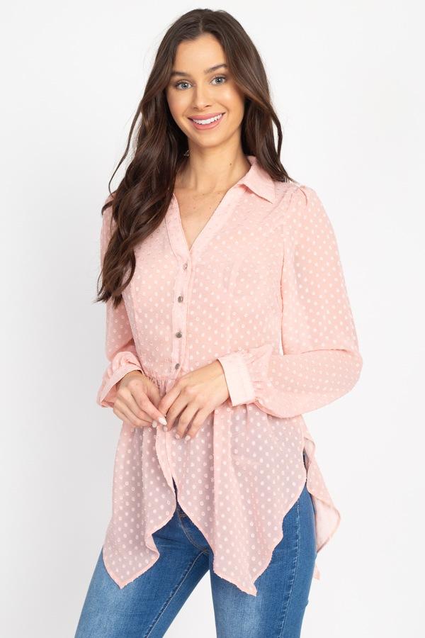 Flounce Hem Polka Dot Blouse - Absolute Fashion 2020