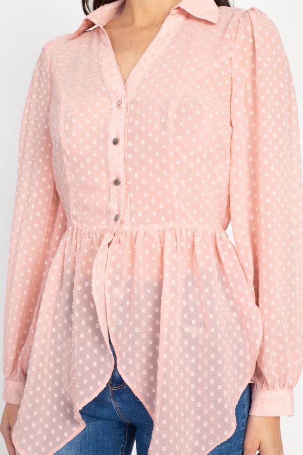 Flounce Hem Polka Dot Blouse - Absolute Fashion 2020