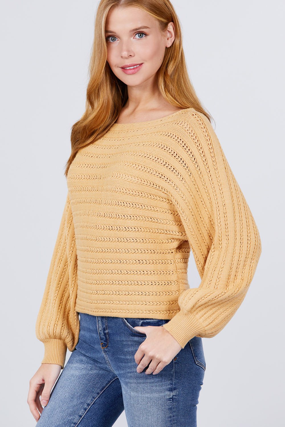 Dolman Sleeve Boat Neck Sweater - Absolute Fashion 2020